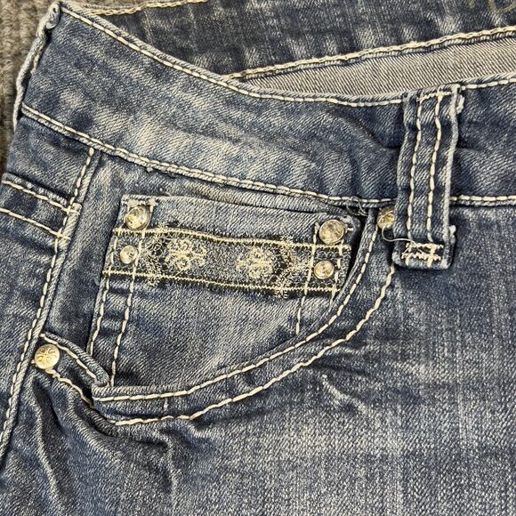 ND Weekend Pants‎ Womens 14 Denim Blue Jeans Embroidered Cross Pocket Stretch - Picture 6 of 16